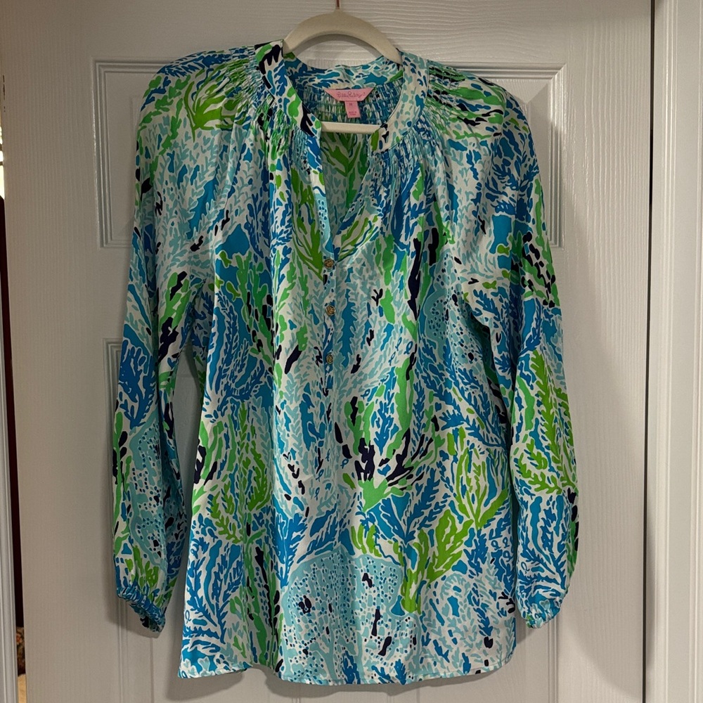 Lilly Pulitzer Blue and Green Blouse